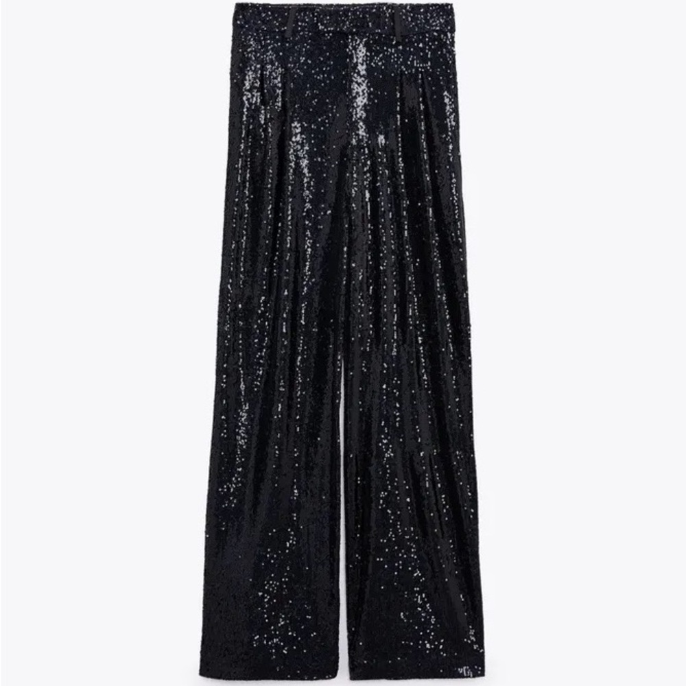 ZARA Sequin Wide Leg Trousers XL NWT